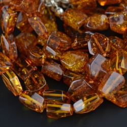 Amber bracelet cognac color with silver